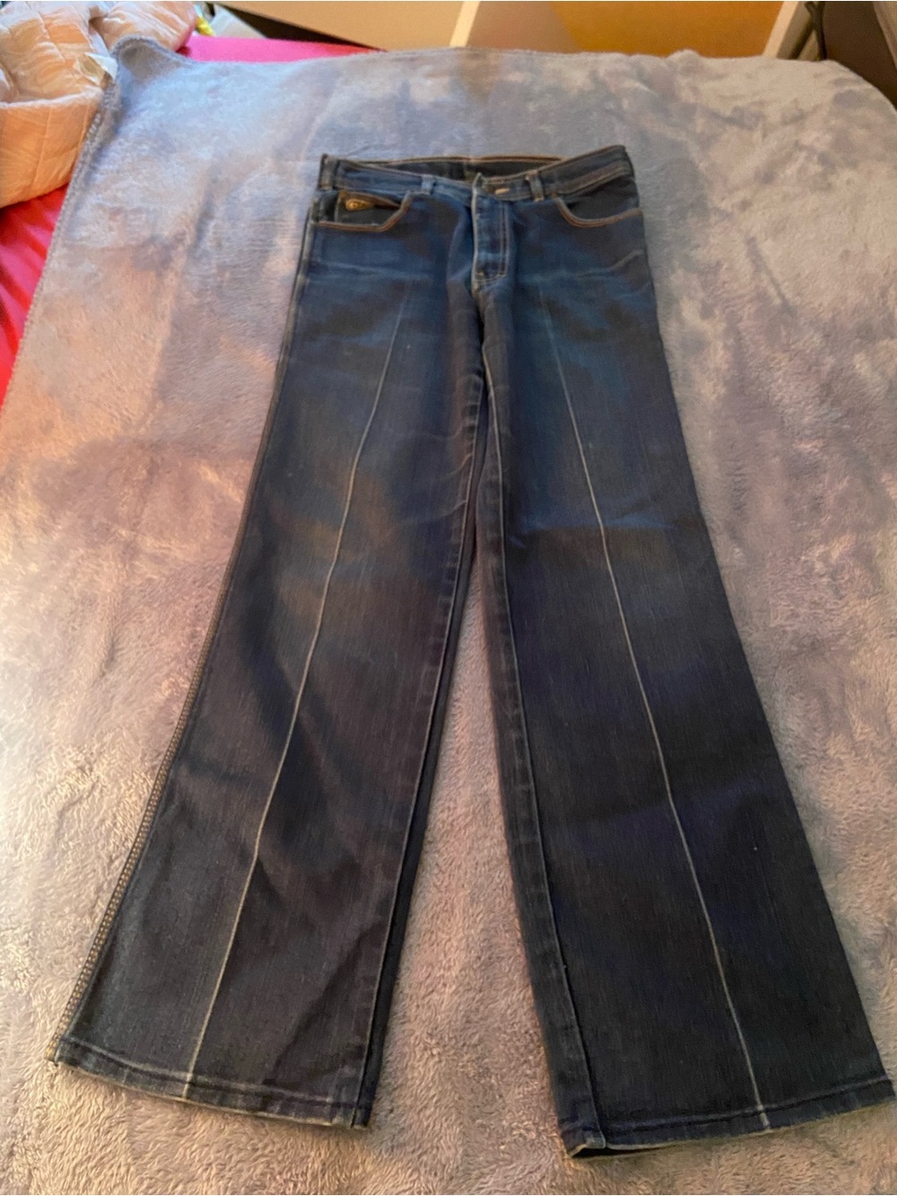 VINTAGE ATB Dark Blue Wide-Leg Jeans with Center Seams